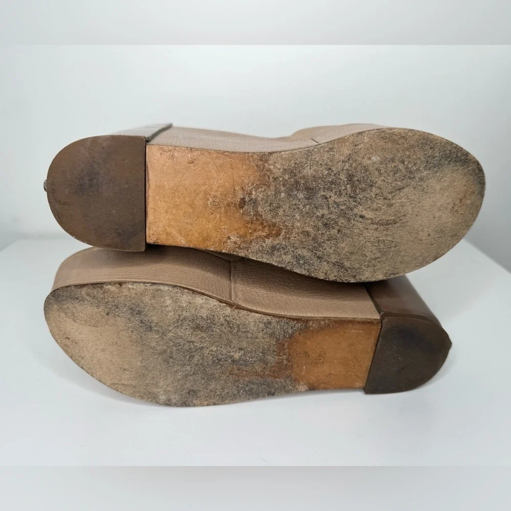 Chloe Beige Leather Platform Sandals Sz 40.5